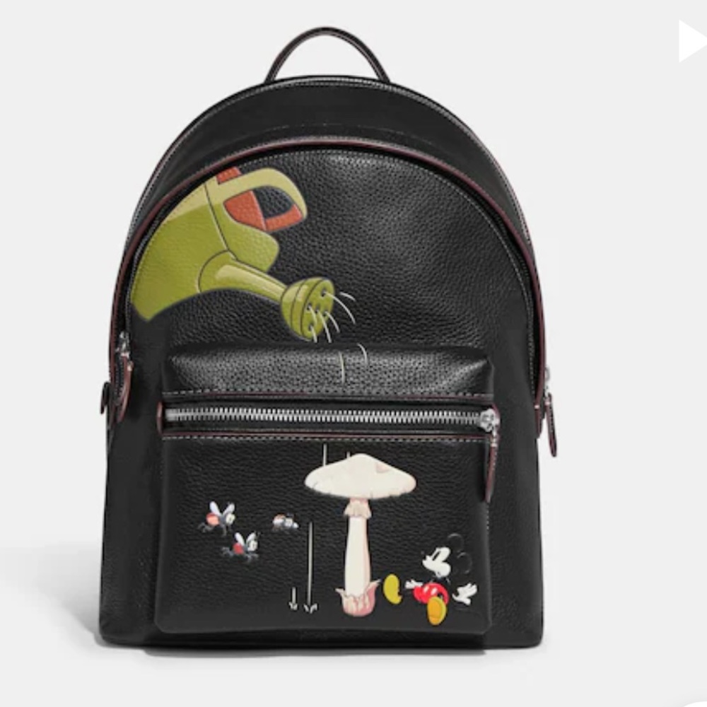 Disney X Coach Charter Backpack In Regenerative Leather, NWT